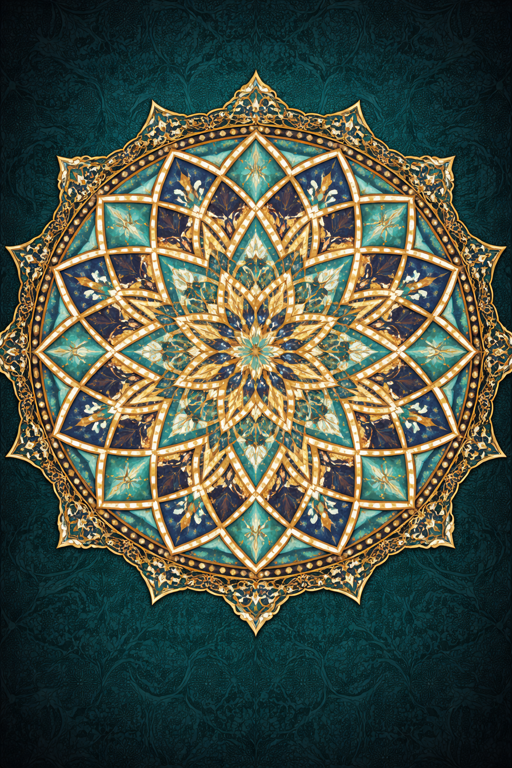 Islamic Mandala — 12-Fold Symmetry in Turquoise and Gold